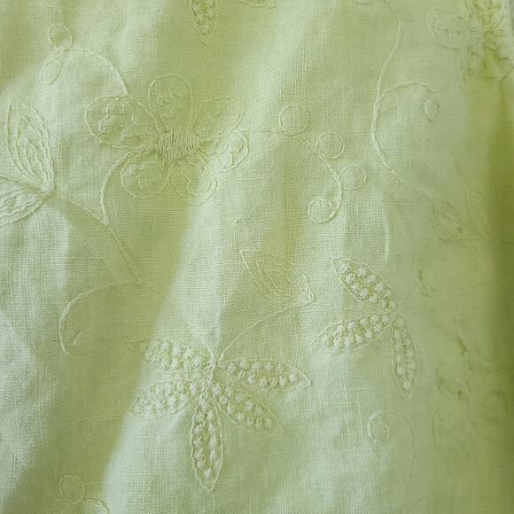 Click by Color Me Cotton 100% Linen Tank Medium Yellow, Embroidered, Sleeveless - Picture 3 of 6